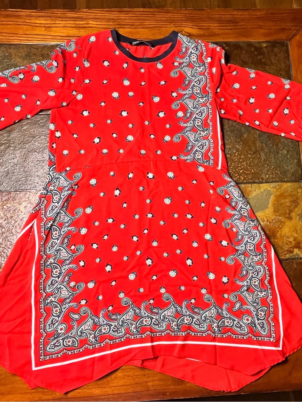 Zara Red Paisley Handkerchief Dress-Medium